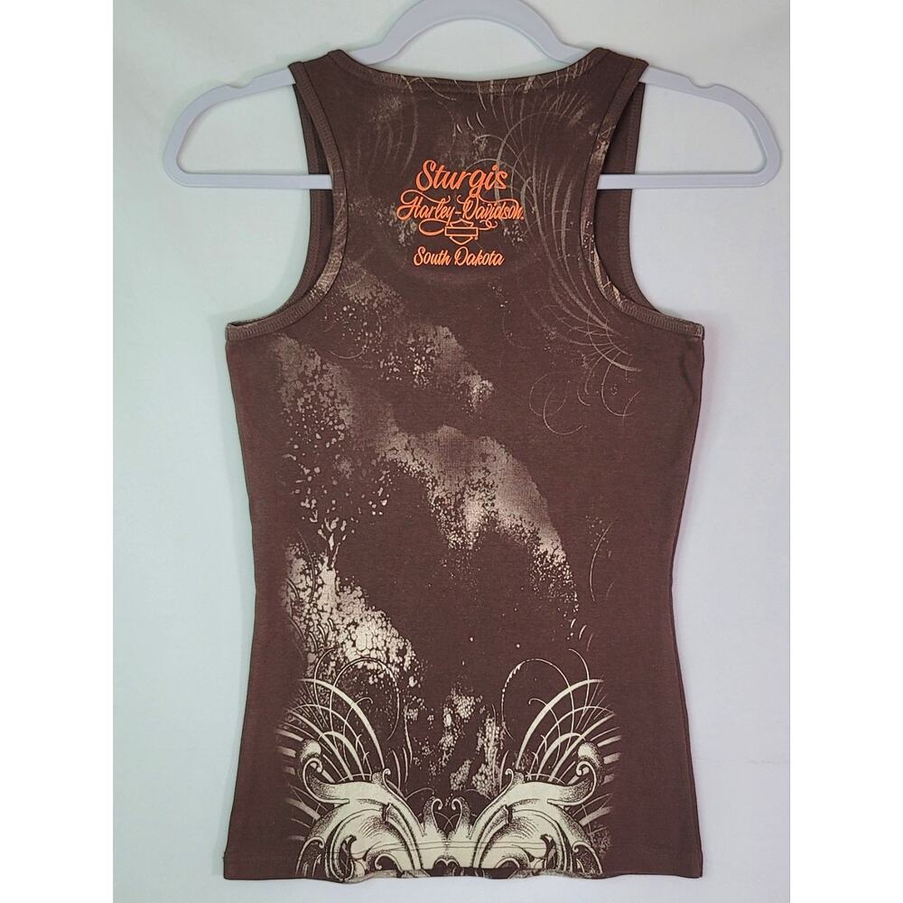 Ladies Harley-Davidson Motorcycles Sturgis South Dakota 2012 Brown Tank Top Sz:S - Picture 6 of 12
